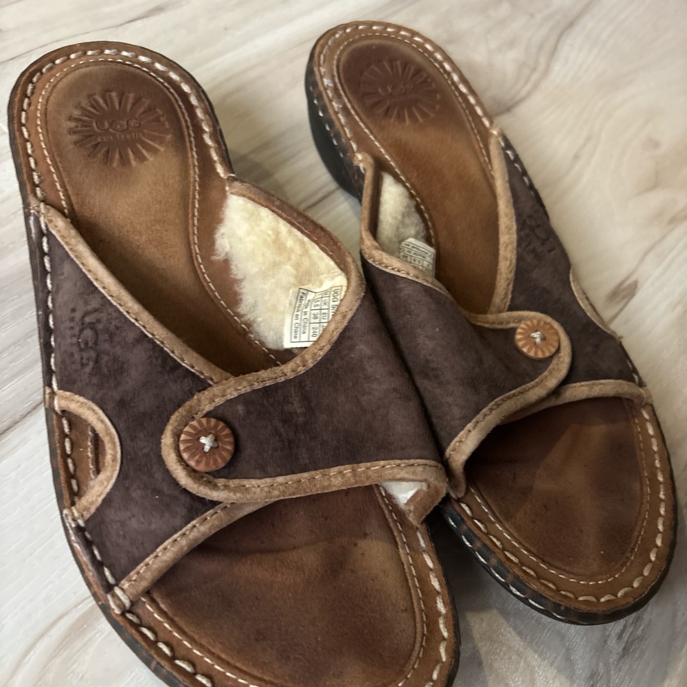 UGG Brown Suede Slide Sandals